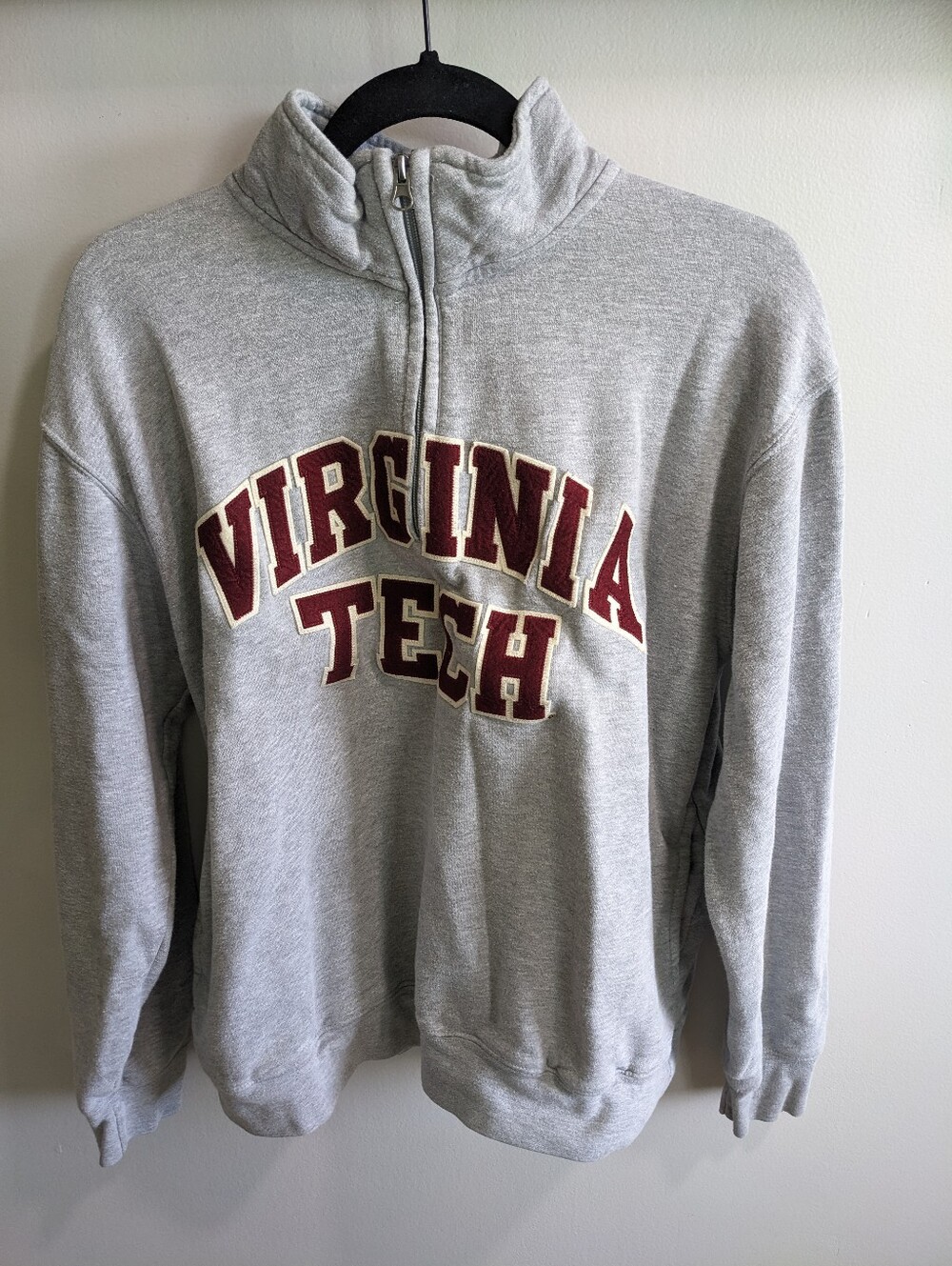 Virginia Tech Applique Quarter-Zip Sweatshirt: Oxford Gray by Gear